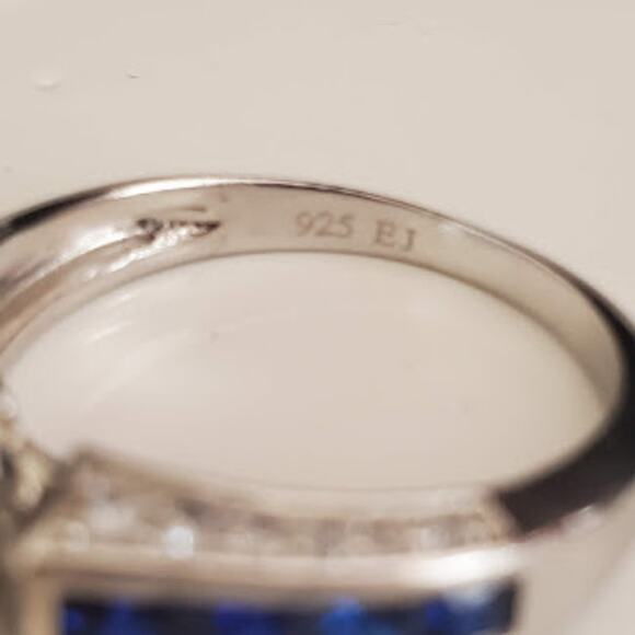 Sterling Silver 925 Synthetic Sapphire Crystal Ring Size 7 1/2  New Without Tags - Picture 10 of 10